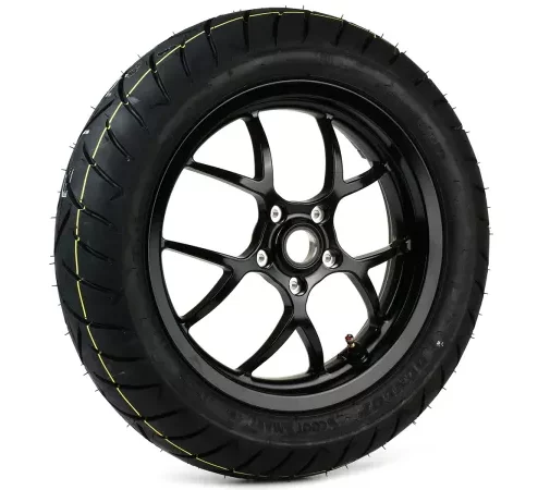 Komplettrad hinten -BGM PRO SPORT 13 Zoll- DUNLOP ScootSmart 2 130/70-13 – Vespa GTS, GTS Super, ​GTV, Sei Giorni, GT 60, ​GT, ​GT L 125-300ccm – schwarz glänzend