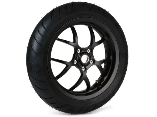 Komplettrad -BGM PRO SPORT 13 Zoll- DUNLOP ScootSmart 120/70-13 – Vespa GTS, GTS Super, ​GTV, Sei Giorni, GT 60, ​GT, ​GT L 125-300ccm – schwarz matt