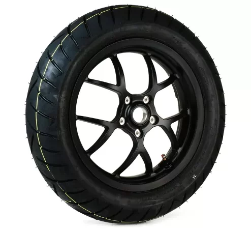 Komplettrad hinten -BGM PRO SPORT 13 Zoll- DUNLOP ScootSmart 2 130/70-13 – Vespa GTS, GTS Super, ​GTV, Sei Giorni, GT 60, ​GT, ​GT L 125-300ccm – schwarz matt