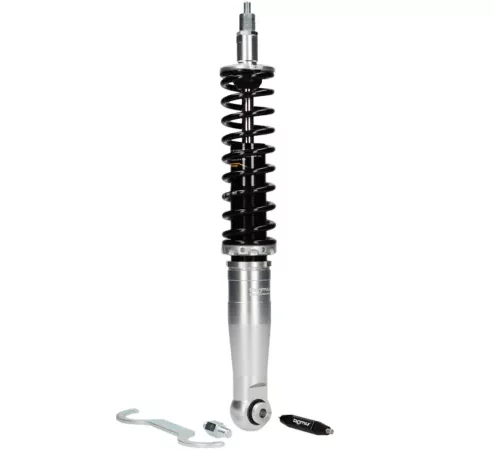 Stoßdämpfer hinten -BGM PRO SC/R1 SPORT, 385mm- Vespa Wideframe VM1, VM2, VN1, VN2, VB1, VL1, VL2, VL3, GS150  – schwarz/silbern